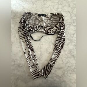 Lioness Zebra Print Mesh Top